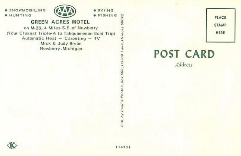 Green Acres Motel - Old Post Card